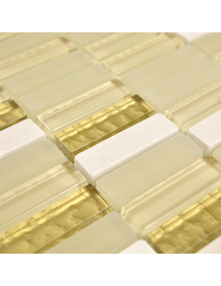 Stavmosaik Kristall Marmor Vit Guld | Ekosten.se