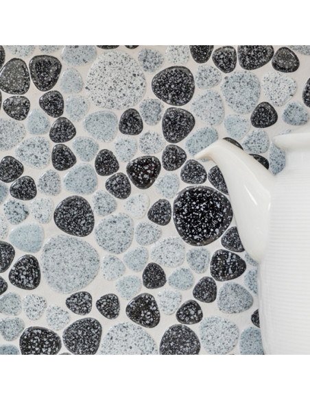 Oregelbunden Mosaik Vit Svart | Ekosten.se