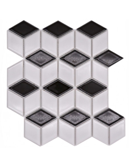 3D Mosaik Vit Svart Blank | Ekosten.se