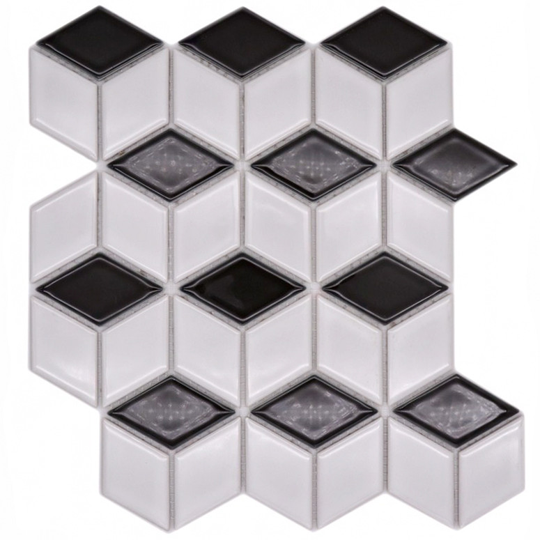 3D Mosaik Vit Svart Blank | Ekosten.se