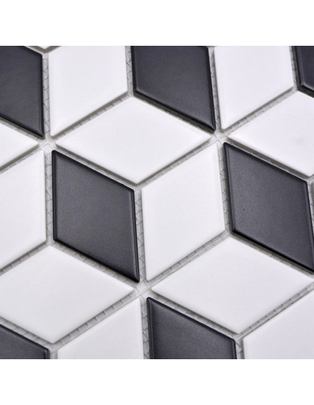 3D Mosaik Vit Svart Matt | Ekosten.se