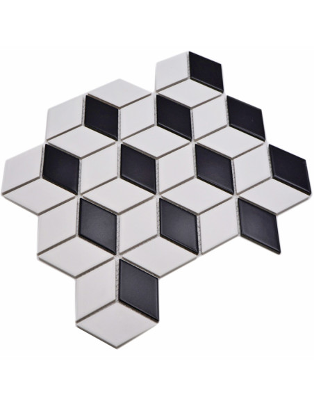 3D Mosaik Vit Svart Matt | Ekosten.se