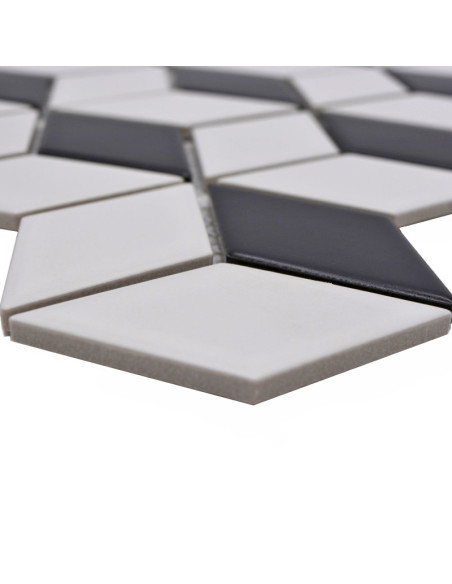 3D Mosaik Vit Svart Matt | Ekosten.se