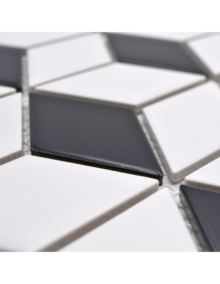 3D Mosaik Vit Svart Matt | Ekosten.se