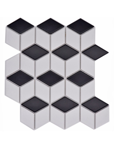 3D Mosaik Vit Svart Matt | Ekosten.se