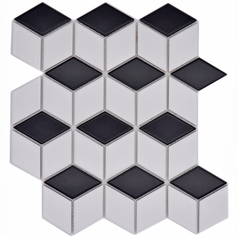 3D Mosaik Vit Svart Matt | Ekosten.se