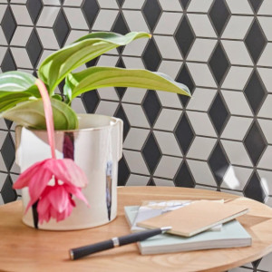 3D Mosaik Vit Svart Matt | Ekosten.se