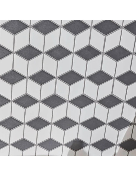 3D Mosaik Vit Svart Matt | Ekosten.se