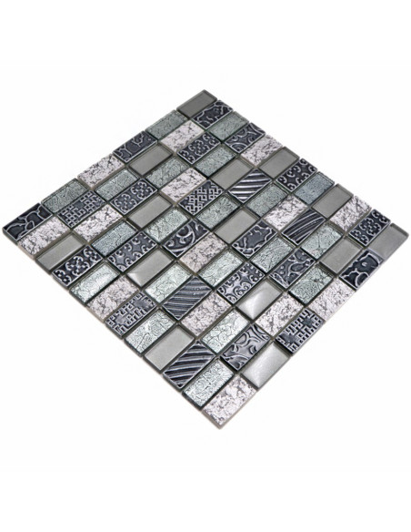 Retro Mosaik Kristall Natursten Silver | Ekosten.se