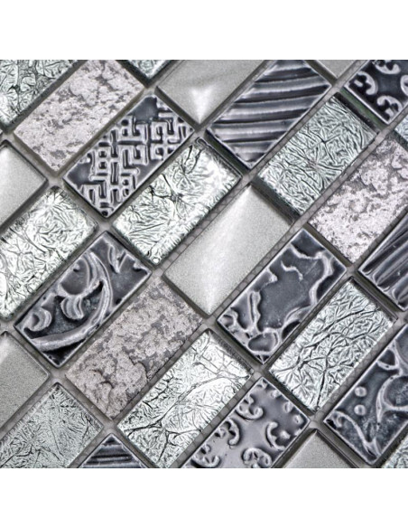 Retro Mosaik Kristall Natursten Silver | Ekosten.se