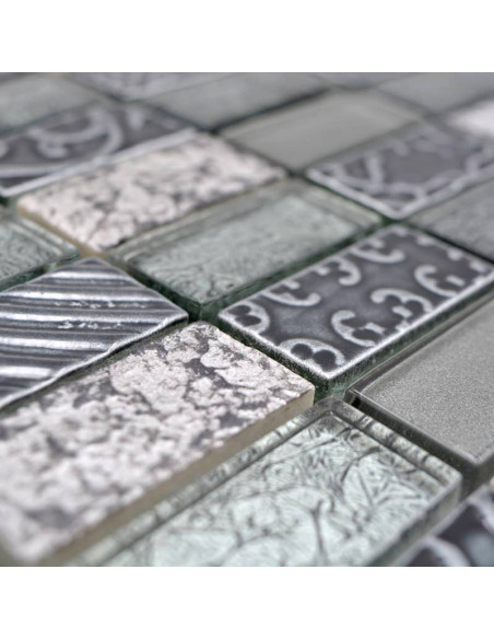 Retro Mosaik Kristall Natursten Silver | Ekosten.se