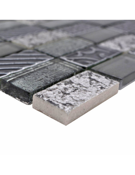 Retro Mosaik Kristall Natursten Silver | Ekosten.se