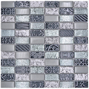 Retro Mosaik Kristall Natursten Silver | Ekosten.se