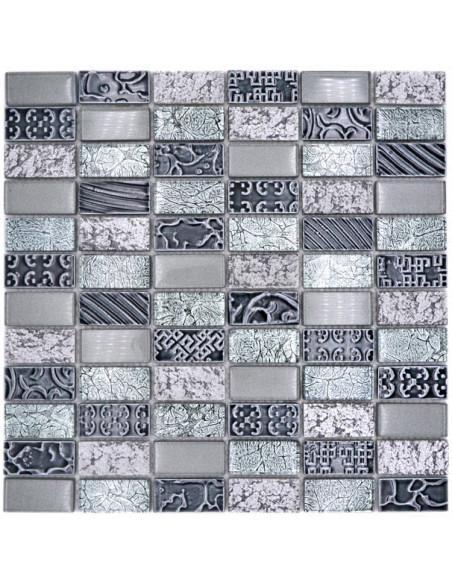 Retro Mosaik Kristall Natursten Silver | Ekosten.se