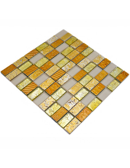 Retro Mosaik Kristall Natursten Guld | Ekosten.se