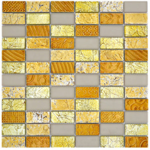 Retro Mosaik Kristall Natursten Guld | Ekosten.se