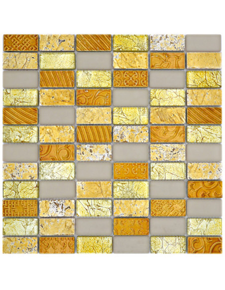 Retro Mosaik Kristall Natursten Guld | Ekosten.se