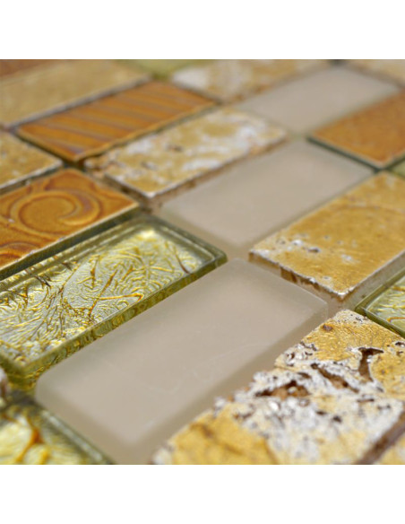 Retro Mosaik Kristall Natursten Guld | Ekosten.se