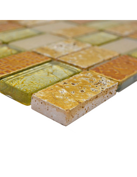 Retro Mosaik Kristall Natursten Guld | Ekosten.se