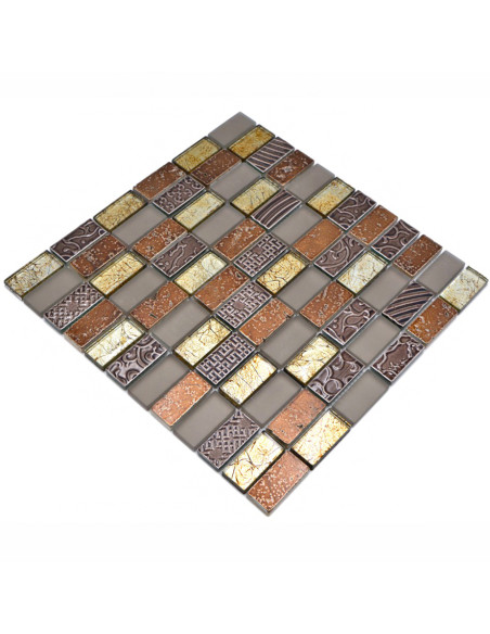 Retro Mosaik Kristall Natursten Brun | Ekosten.se