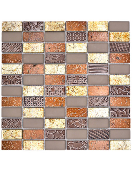 Retro Mosaik Kristall Natursten Brun | Ekosten.se