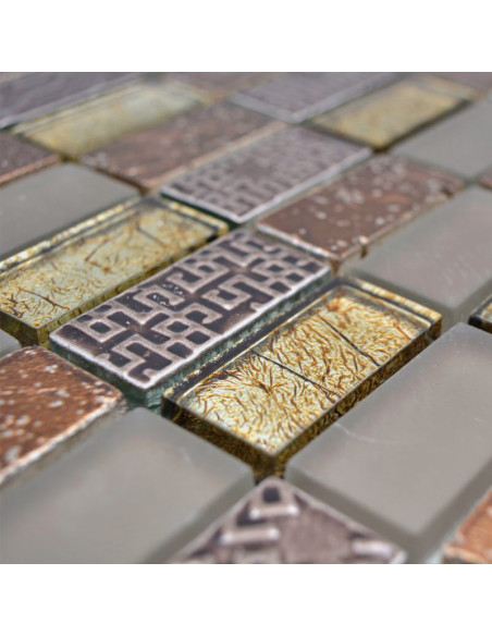 Retro Mosaik Kristall Natursten Brun | Ekosten.se
