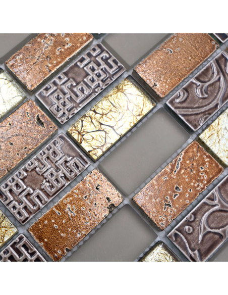 Retro Mosaik Kristall Natursten Brun | Ekosten.se