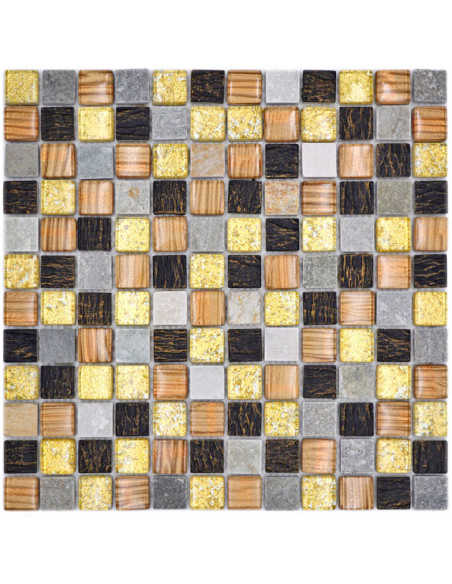 Mosaik Kristall Natursten Guld Brun | Ekosten.se