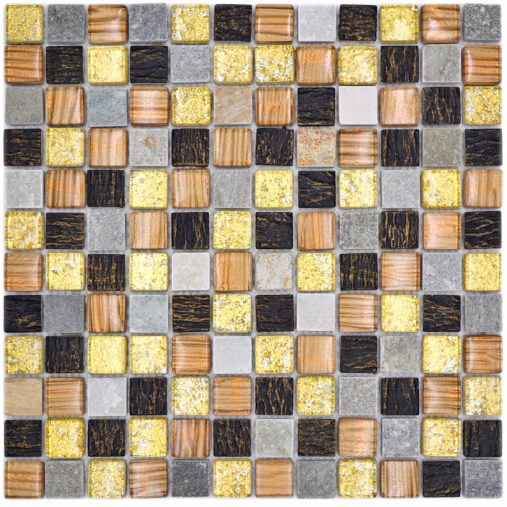 Mosaik Kristall Natursten Guld Brun | Ekosten.se