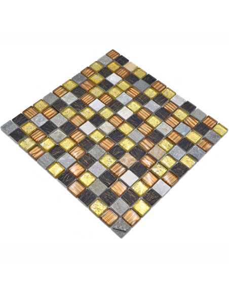 Mosaik Kristall Natursten Guld Brun | Ekosten.se