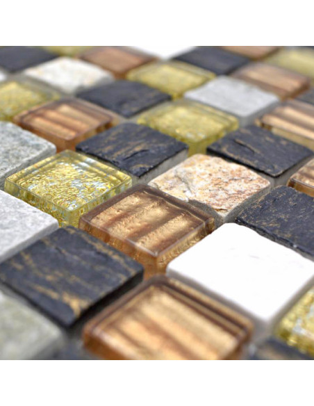 Mosaik Kristall Natursten Guld Brun | Ekosten.se