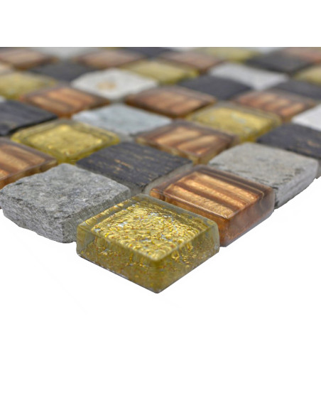 Mosaik Kristall Natursten Guld Brun | Ekosten.se