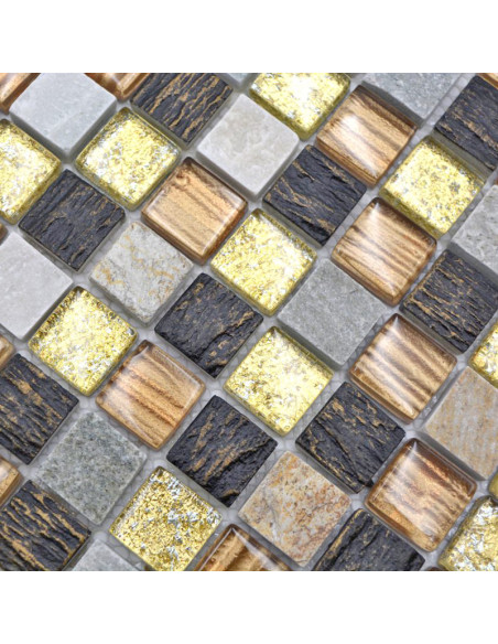 Mosaik Kristall Natursten Guld Brun | Ekosten.se
