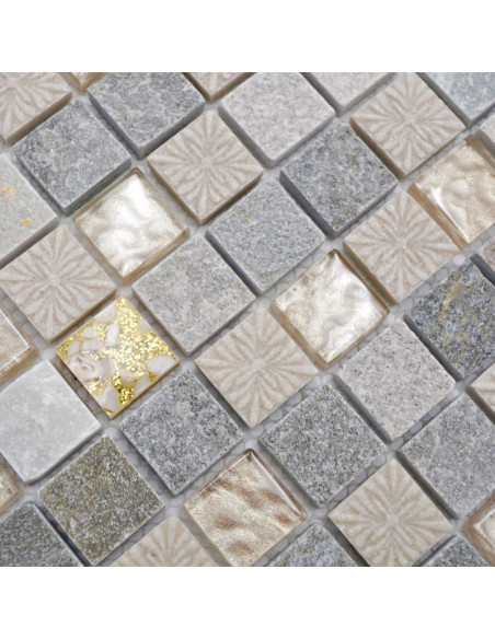 Mosaik Kristall Natursten Guld Beige | Ekosten.se
