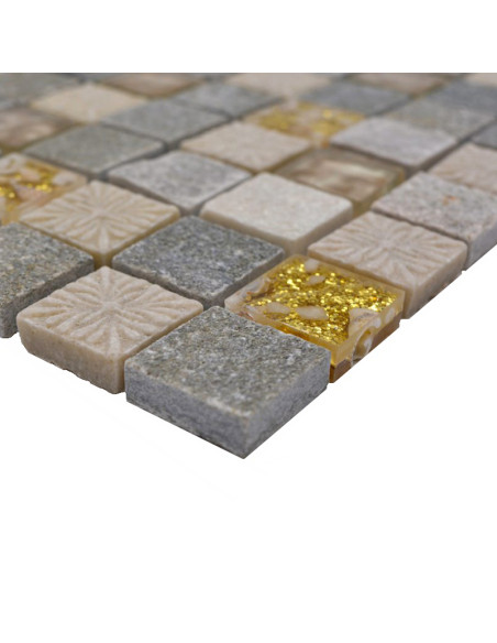 Mosaik Kristall Natursten Guld Beige | Ekosten.se