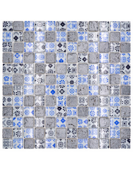Mosaik Kristall Resin Blå Silver | Ekosten.se