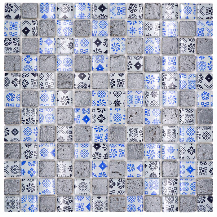 Mosaik Kristall Resin Blå Silver | Ekosten.se