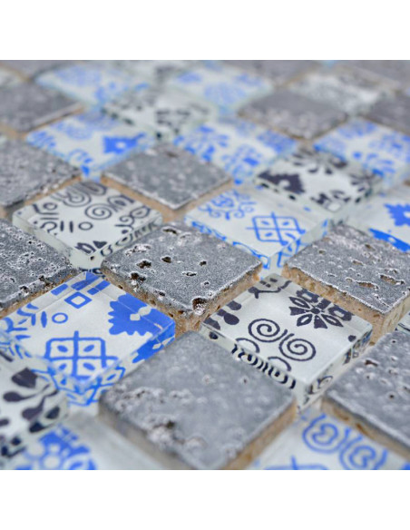 Mosaik Kristall Resin Blå Silver | Ekosten.se