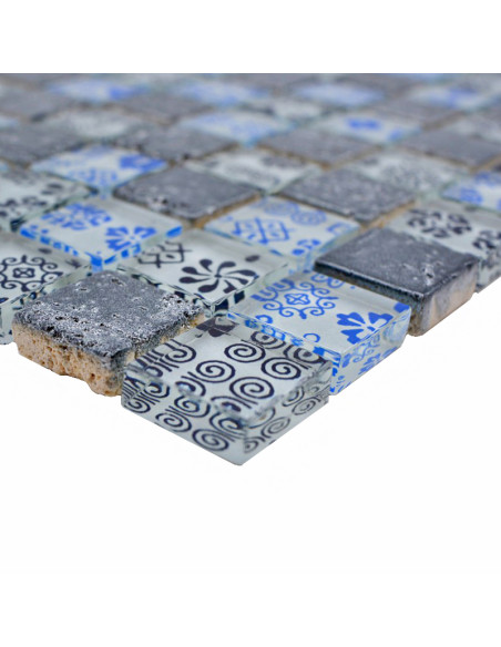 Mosaik Kristall Resin Blå Silver | Ekosten.se