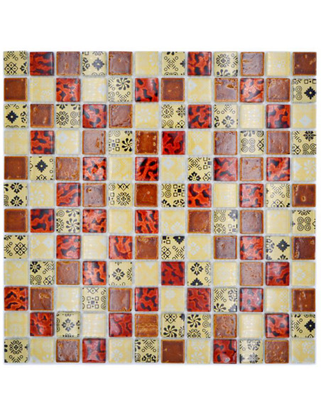 Mosaik Kristall Resin Beige Röd | Ekosten.se