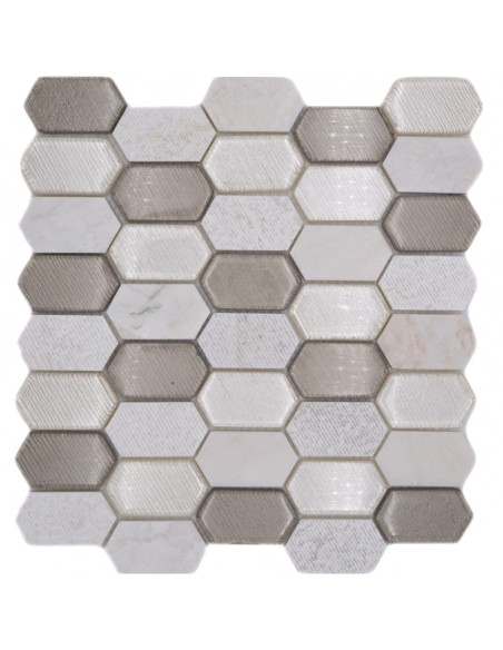 Long Hexagon Mosaik Kristall Natursten | Ekosten.se