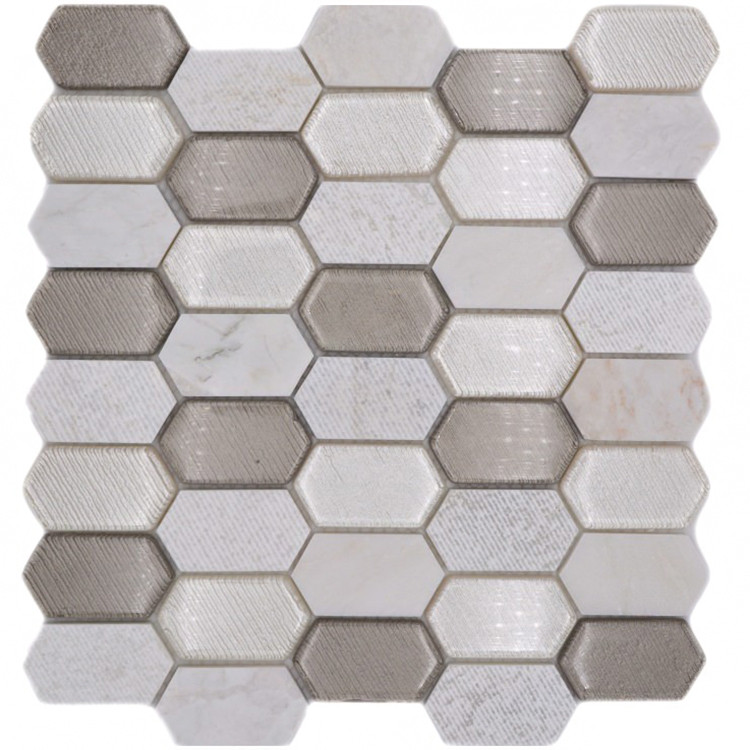 Long Hexagon Mosaik Kristall Natursten | Ekosten.se