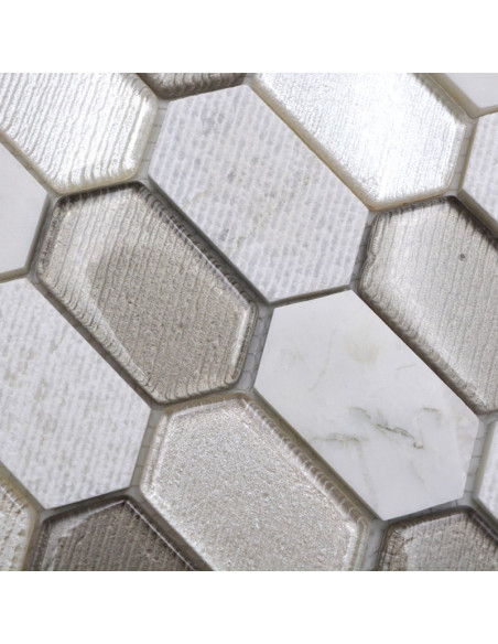 Long Hexagon Mosaik Kristall Natursten | Ekosten.se