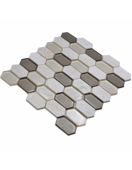 Long Hexagon Mosaik Kristall Natursten | Ekosten.se