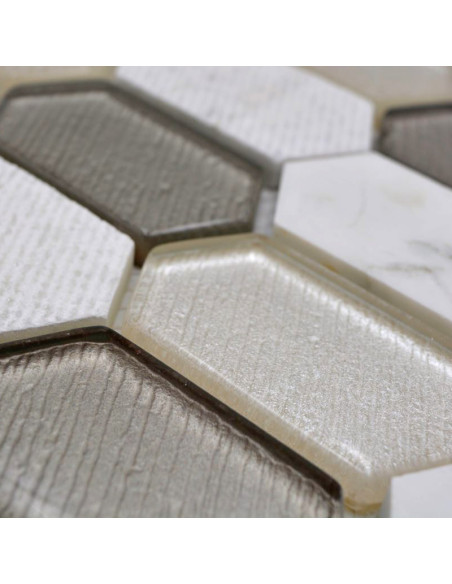 Long Hexagon Mosaik Kristall Natursten | Ekosten.se
