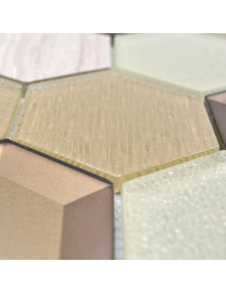 Beige Hexagon Mosaik 3D | Ekosten.se