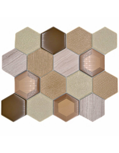 Beige Hexagon Mosaik 3D | Ekosten.se