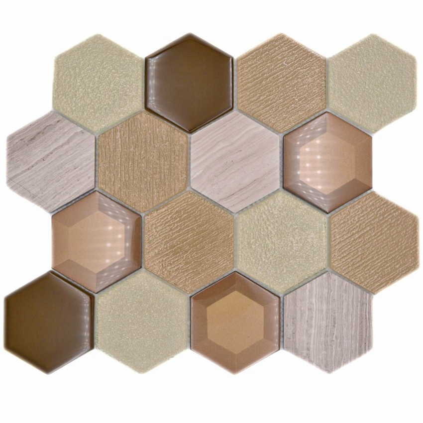 Beige Hexagon Mosaik 3D | Ekosten.se