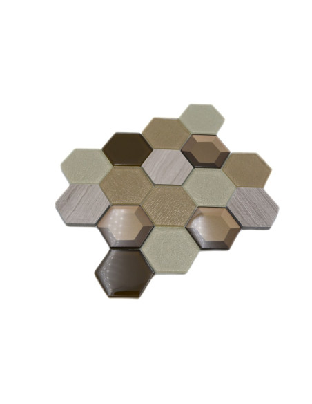 Beige Hexagon Mosaik 3D | Ekosten.se