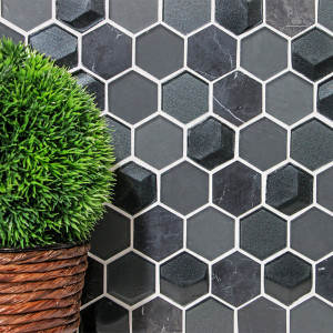 Svart Hexagon Mosaik 3D | Ekosten.se
